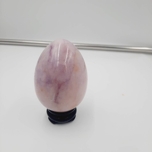 Vtg Light Pinkish Purple Dark Purple veining Alabaster Egg Easter Spring Decor - Picture 2 of 6